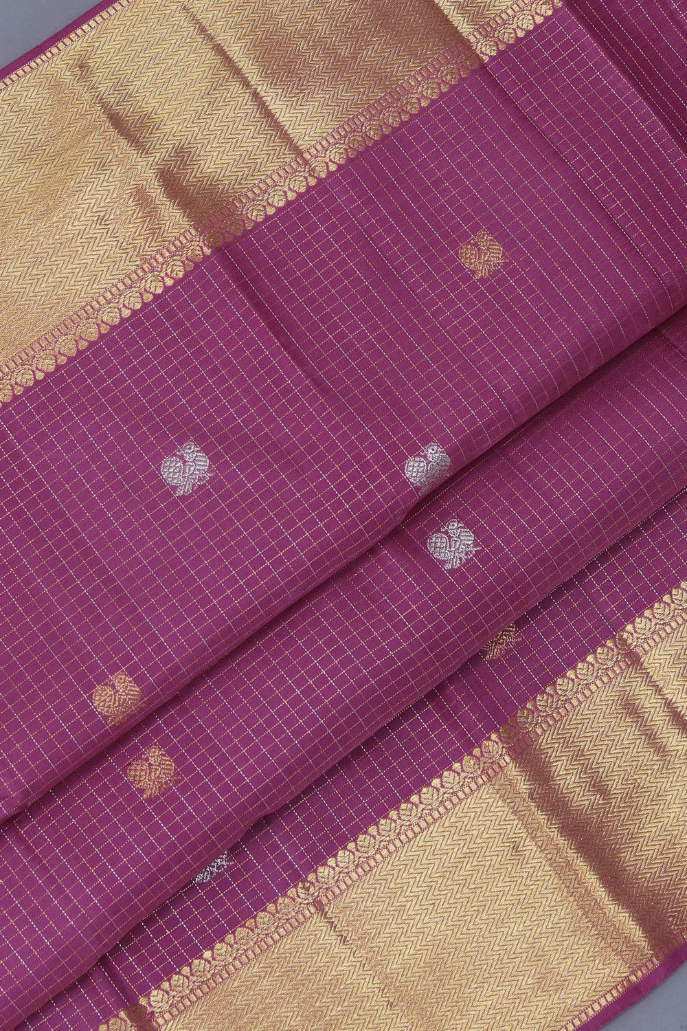 Kanchipuram Kattam Onion Pink Saree