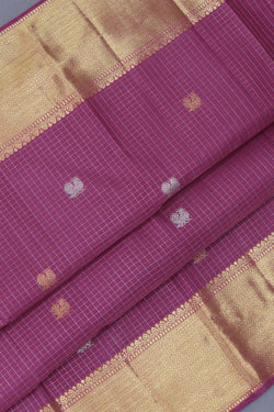 Image of Kanchipuram Kattam Onion Pink Saree