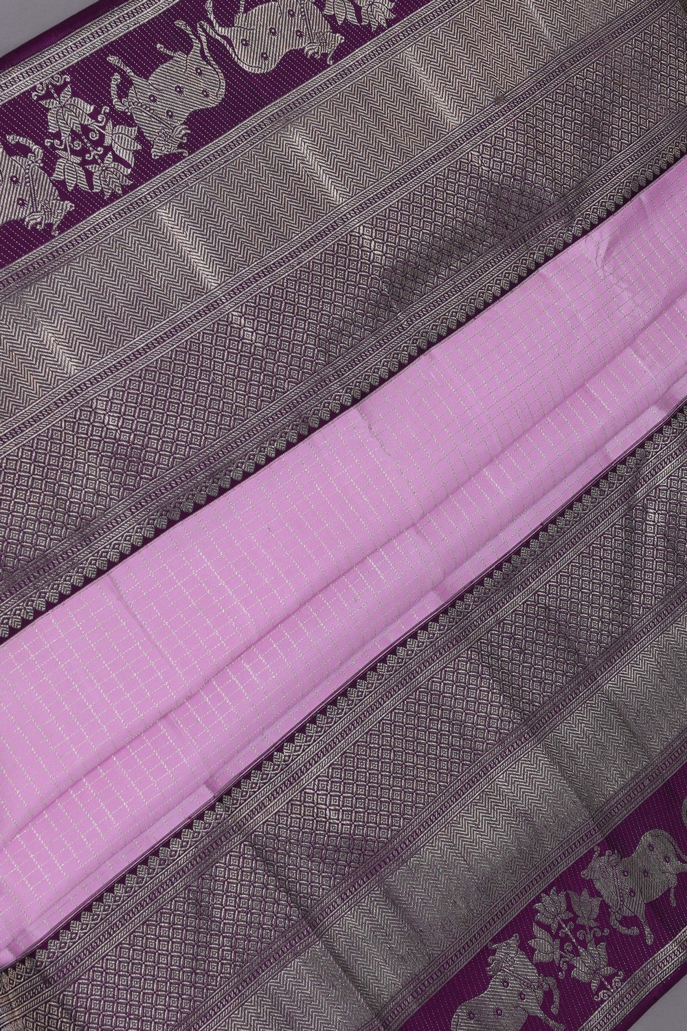 Kanchipuram Kattam Lavender Pink Saree