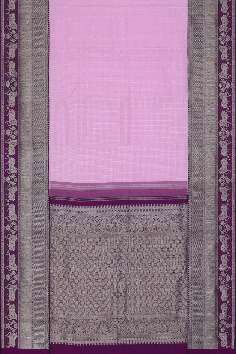 Kanchipuram Kattam Lavender Pink Saree