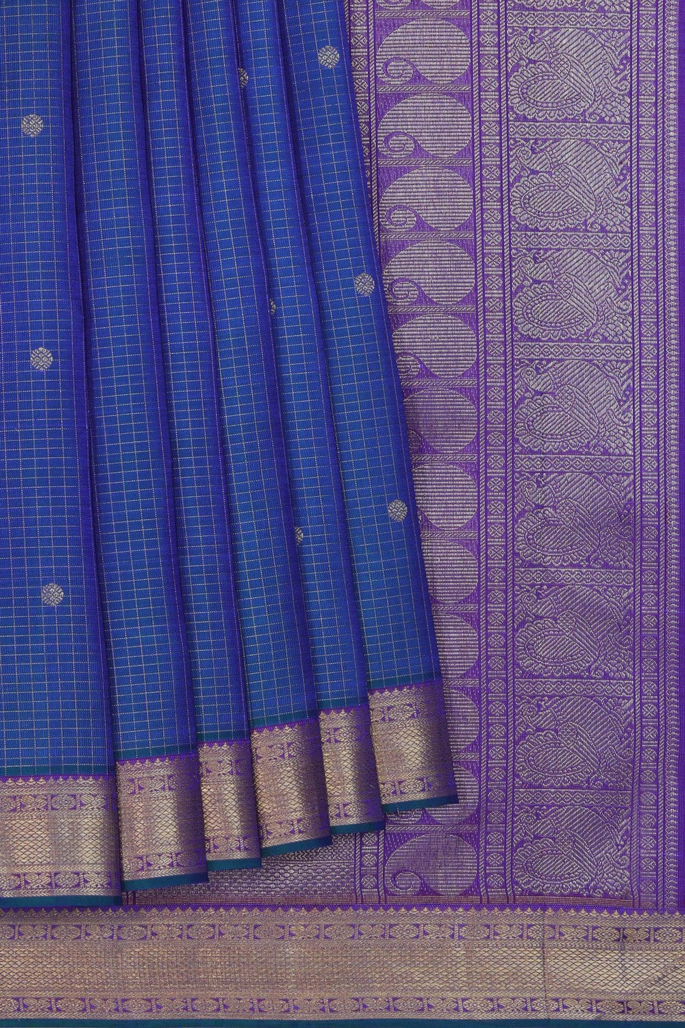 Kanchipuram Kattam Blue Saree