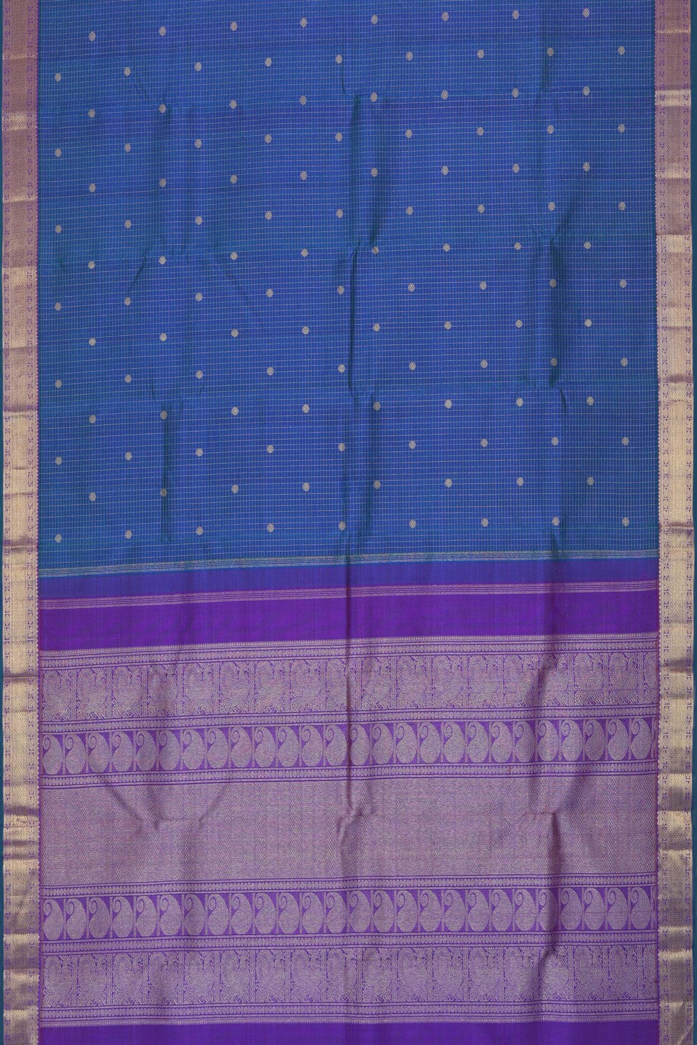 Kanchipuram Kattam Blue Saree