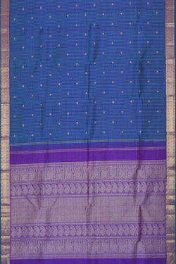 Image of Kanchipuram Kattam Blue Saree