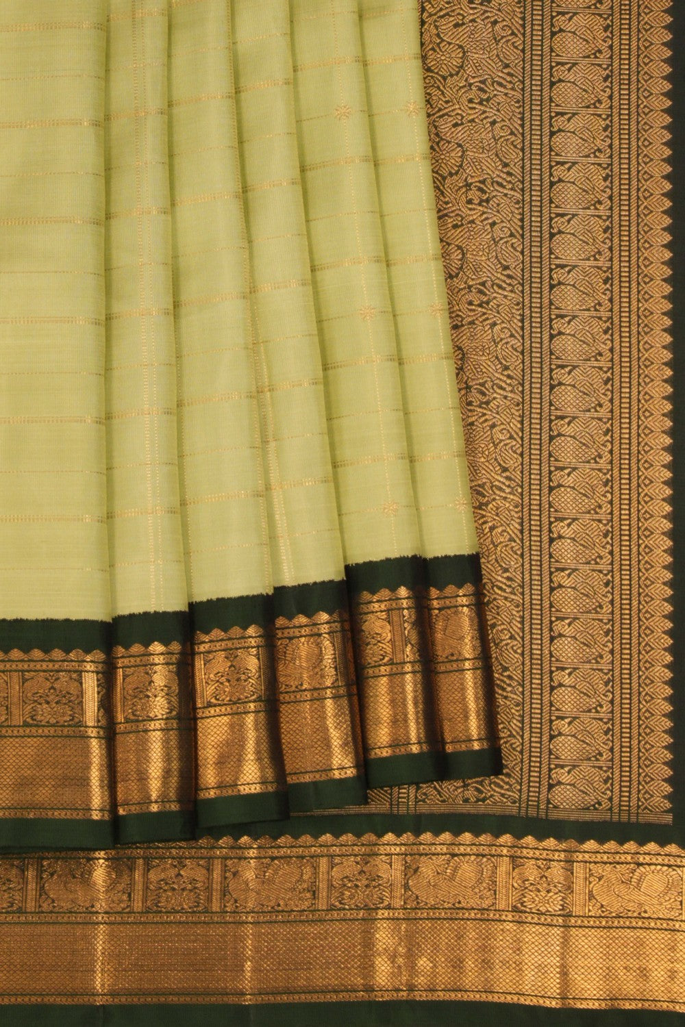 Kanchipuram Kattam Mint Green Saree