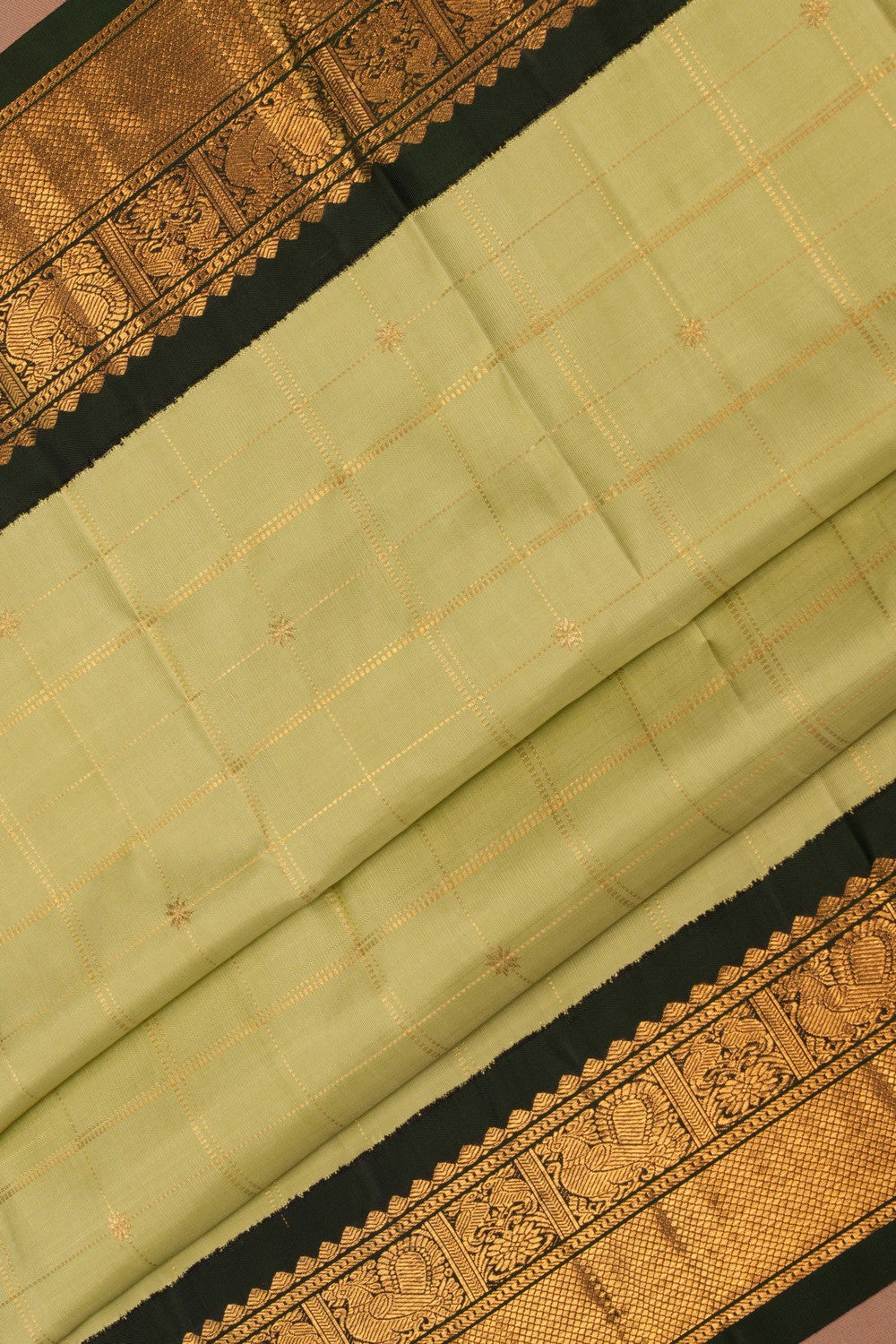 Kanchipuram Kattam Mint Green Saree