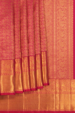 Image of Kanchipuram Brocade Pink Saree