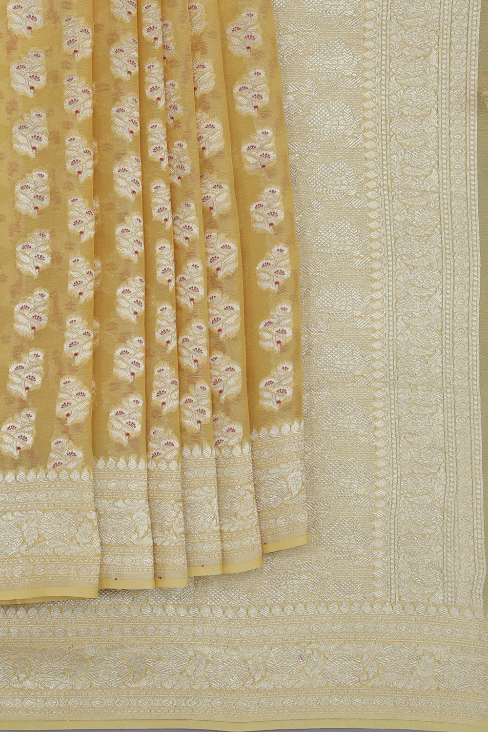 Banarasi Chiffon Yellow Saree