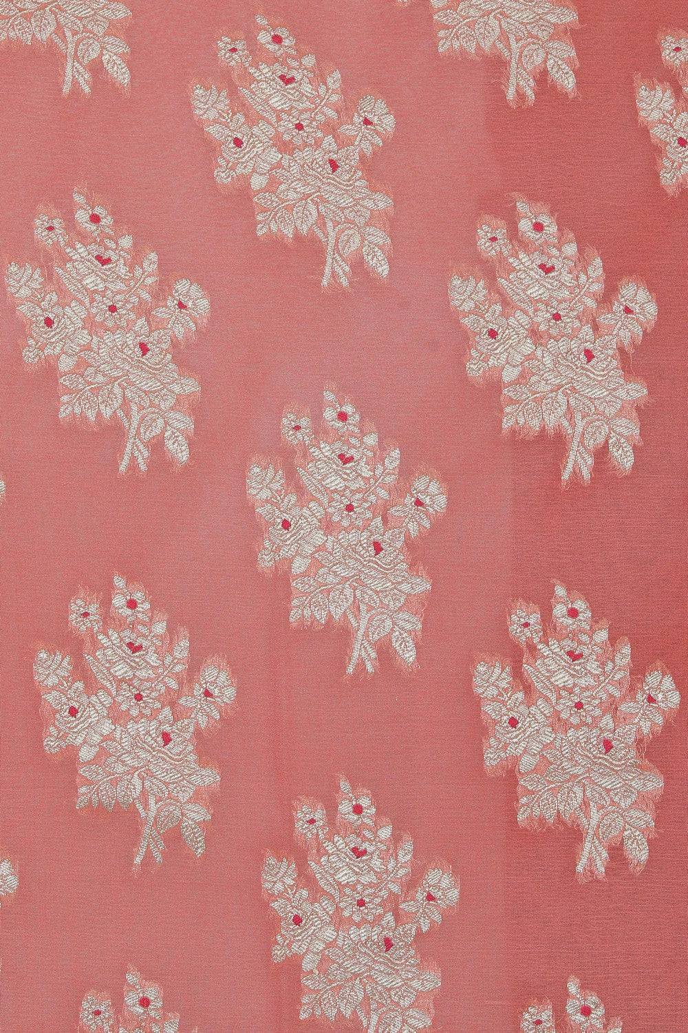 Banarasi Chiffon Coral-Pink Saree