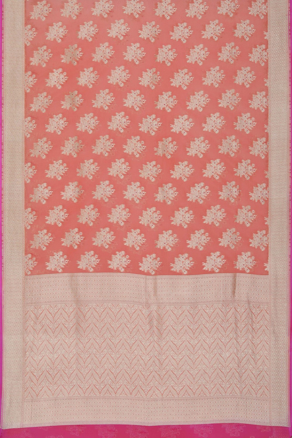 Banarasi Chiffon Coral-Pink Saree