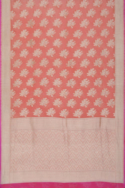 Image of Banarasi Chiffon Coral-Pink Saree