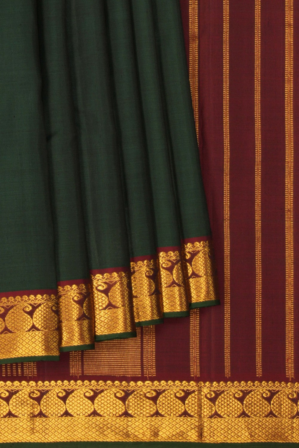 Arani Silk Bottle Green Saree