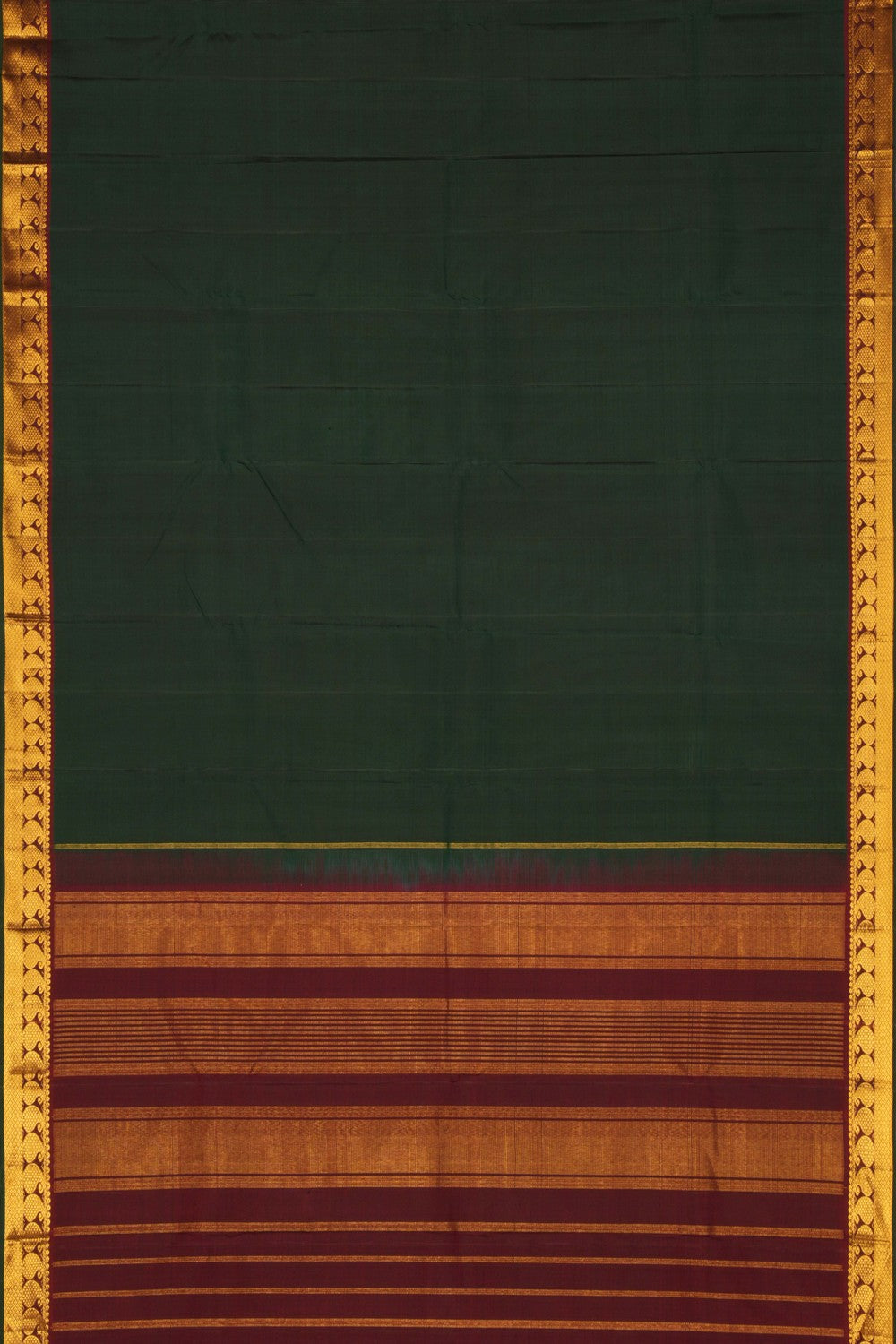 Arani Silk Bottle Green Saree