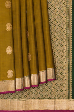 Image of Arani Silk Moss Green Saree