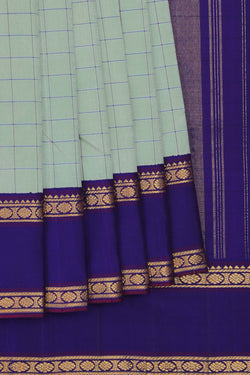 Image of Arani Silk Kattam Smoky Green Saree