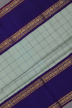 Image of Arani Silk Kattam Smoky Green Saree