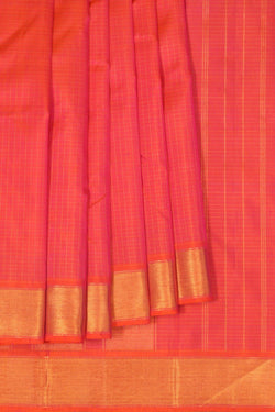 Image of Arani Silk Kattam Coral Orange Saree