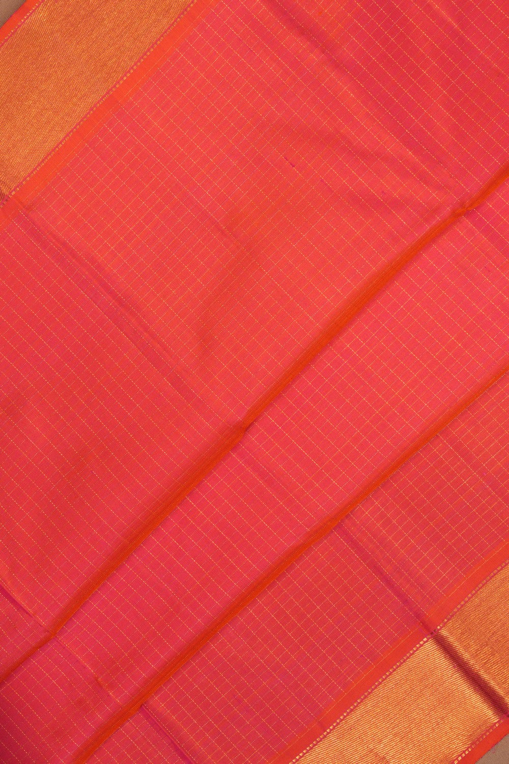 Arani Silk Kattam Coral Orange Saree