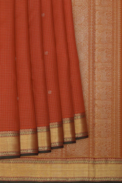 Image of Arani Silk Kattam Orange Saree