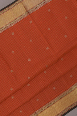 Image of Arani Silk Kattam Orange Saree