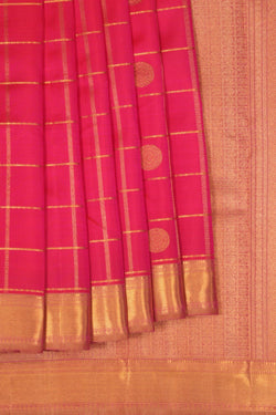 Image of Kanchipuram Silk Kattam Pink Saree