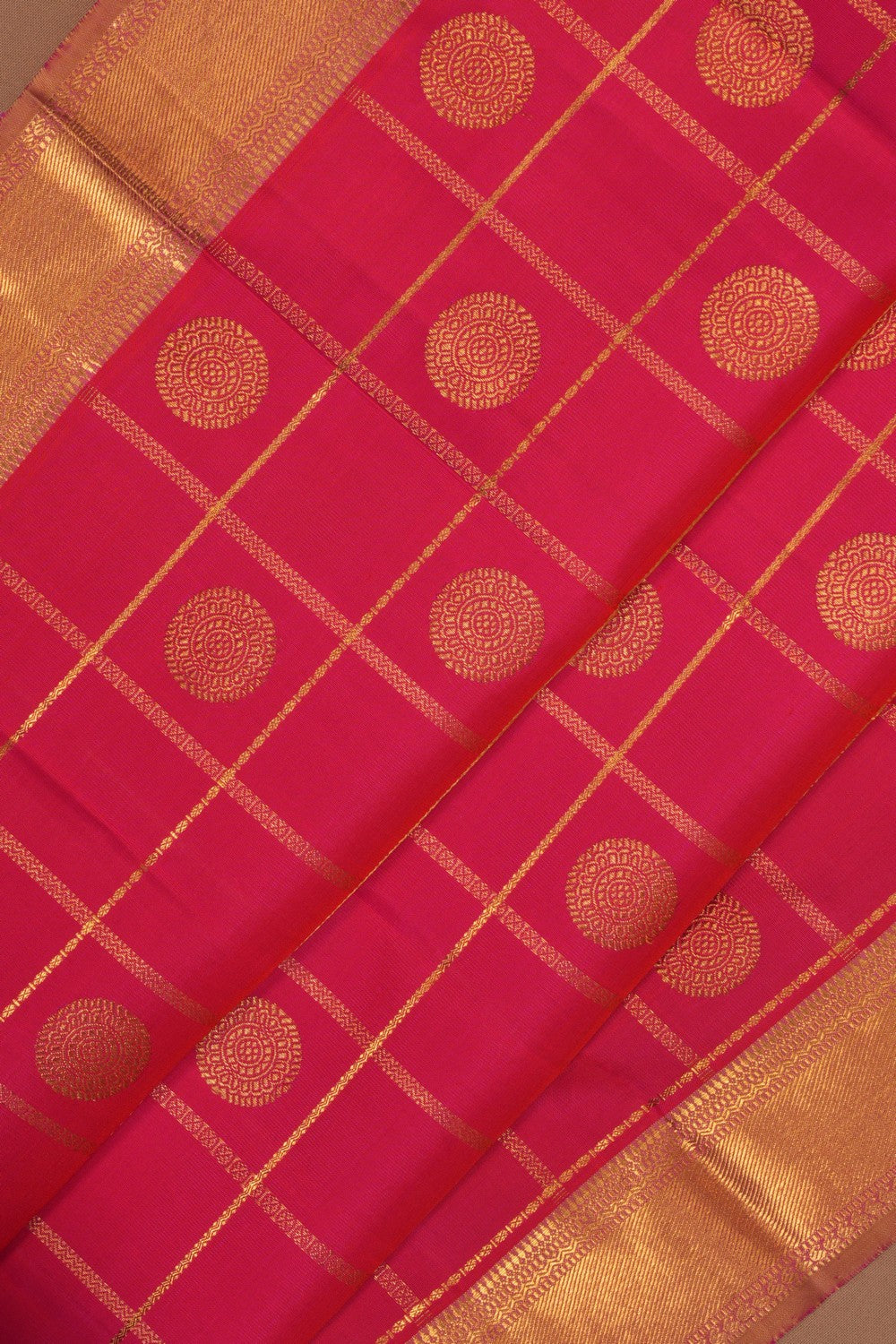 Kanchipuram Silk Kattam Pink Saree