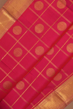 Image of Kanchipuram Silk Kattam Pink Saree