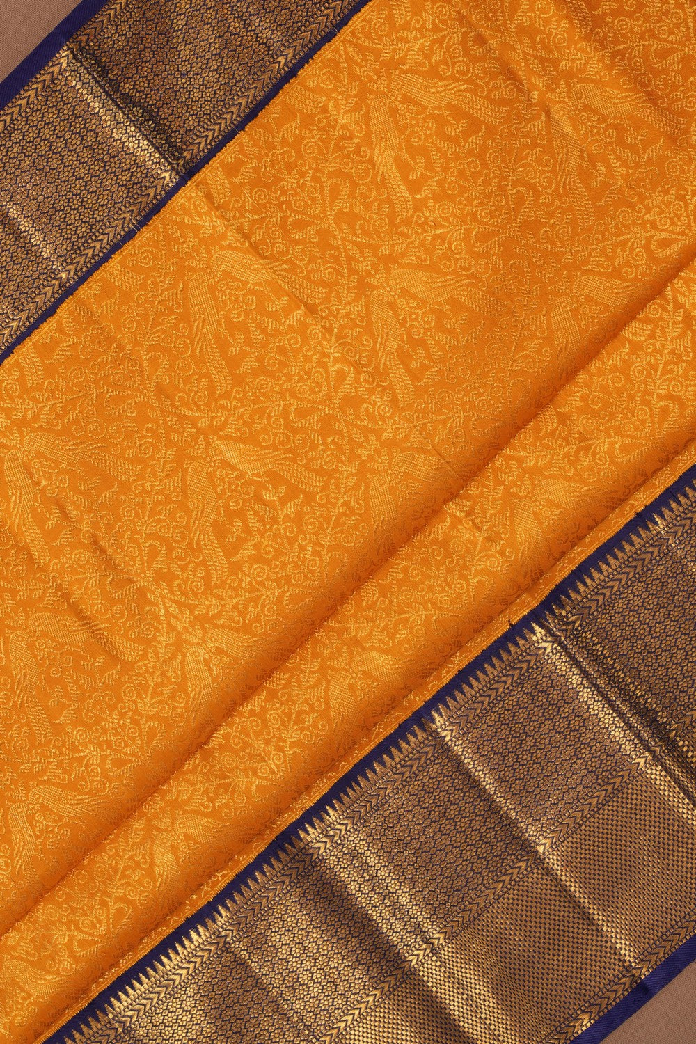 Arani Silk Brocade Mustard Saree