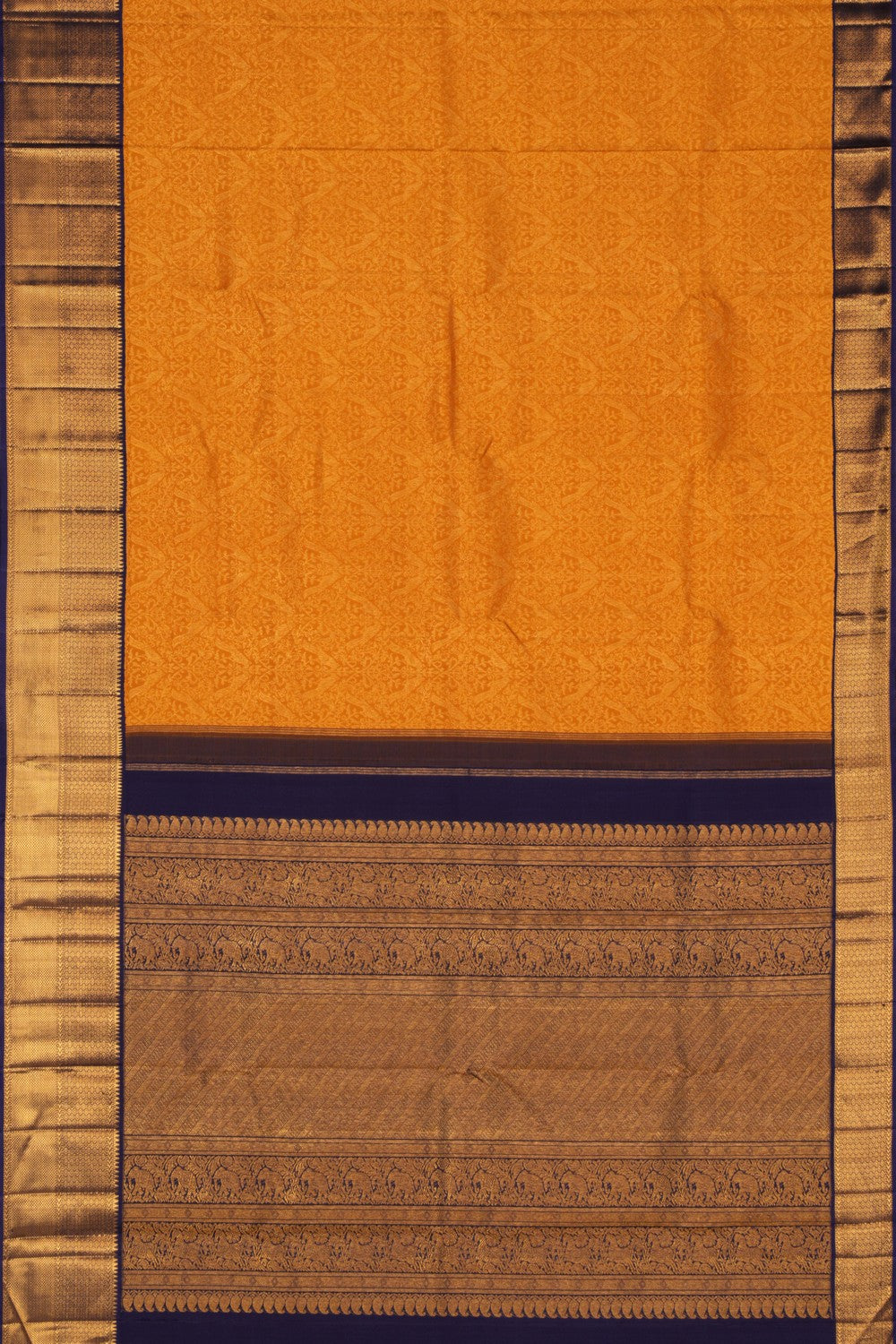 Arani Silk Brocade Mustard Saree