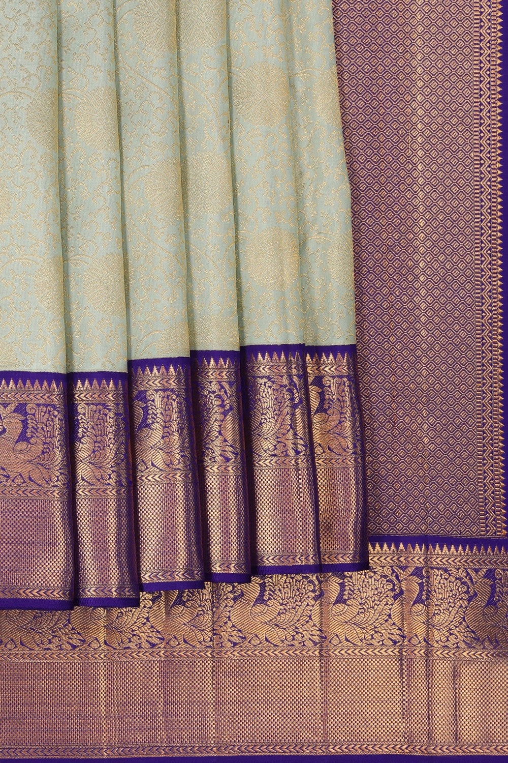 Arani Silk Brocade Aqua Green Saree