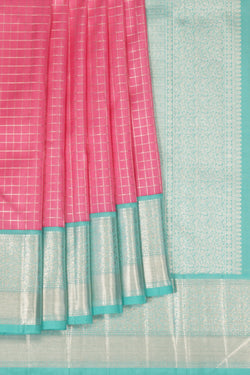 Image of Arani Silk Kattam Lotus Pink Saree