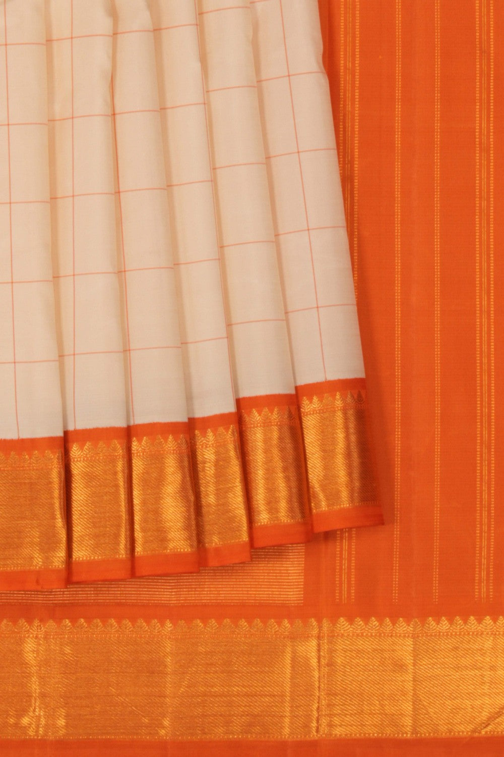 Image of Arani Silk Kattam Cream Saree
