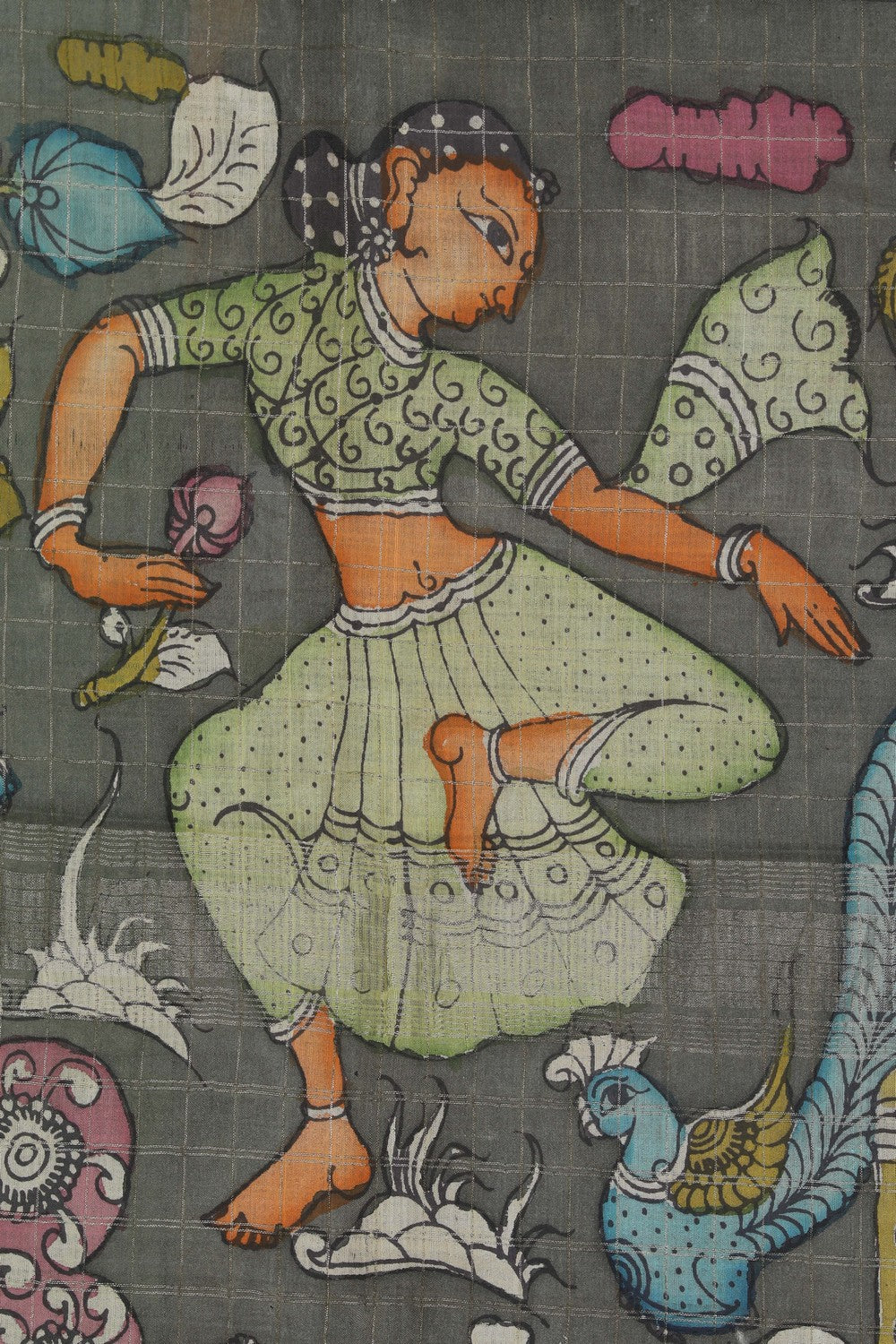 Kalamkari Painted Saree With Natural Dyes.