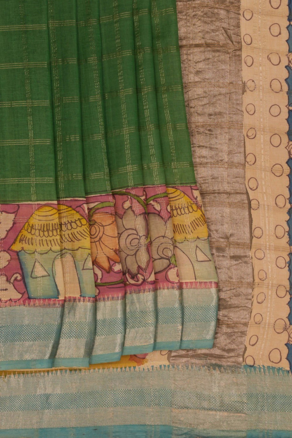 Kalamkari Painted Saree With Natural Dyes.