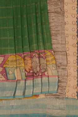 Image of Kalamkari Painted Saree With Natural Dyes.