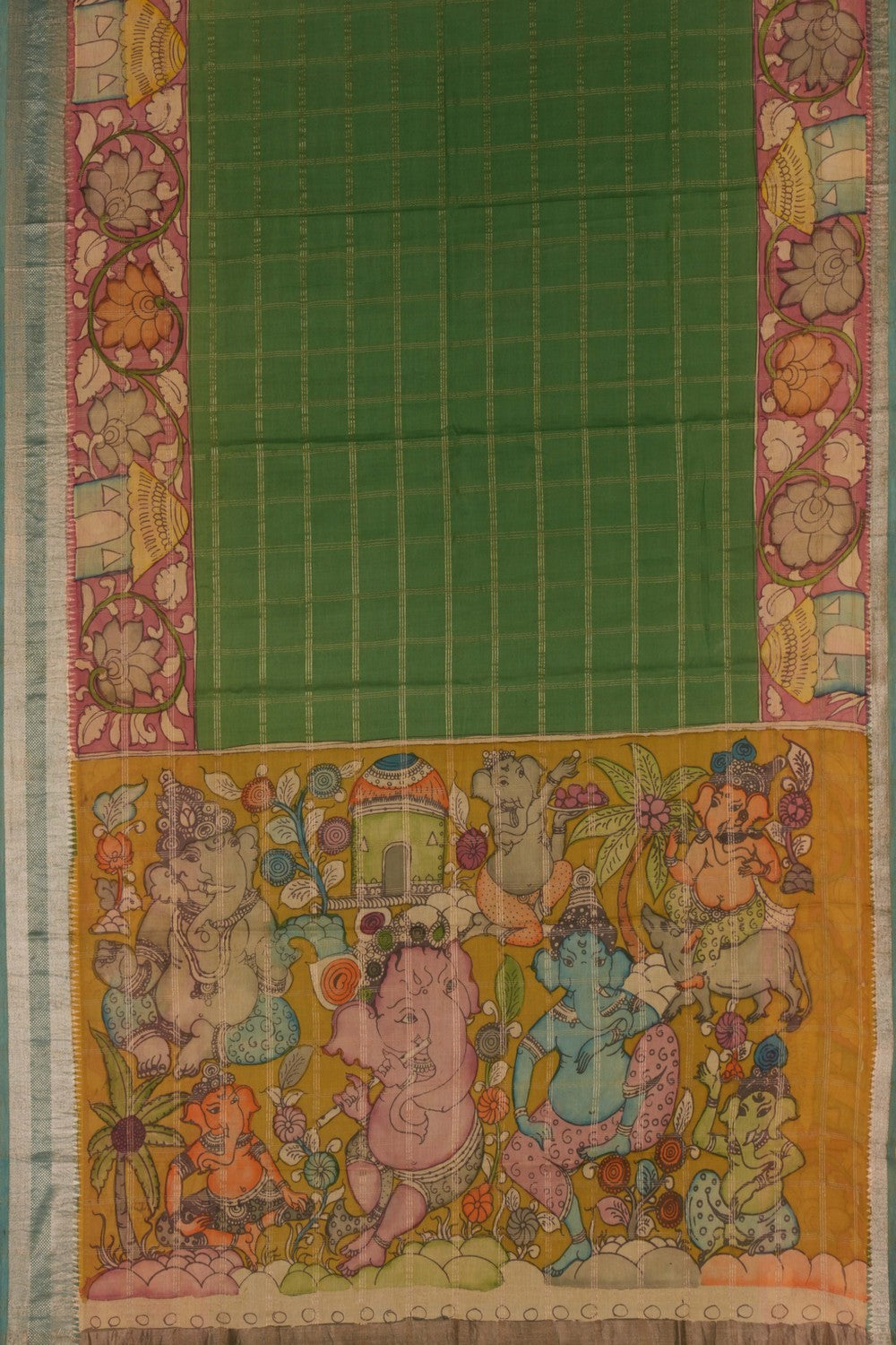 Kalamkari Painted Saree With Natural Dyes.