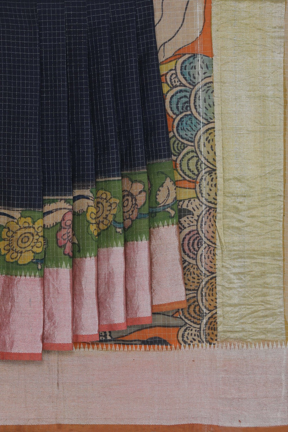 Kalamkari Painted Saree With Natural Dyes.