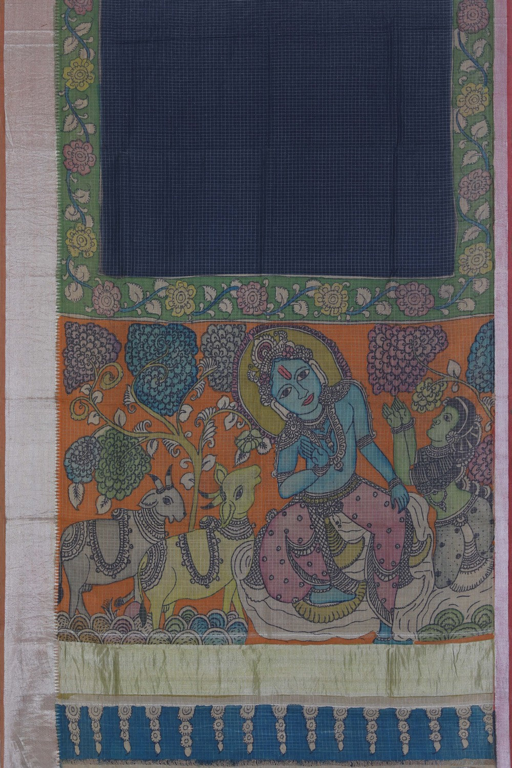 Kalamkari Painted Saree With Natural Dyes.