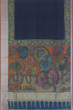 Image of Kalamkari Painted Saree With Natural Dyes.