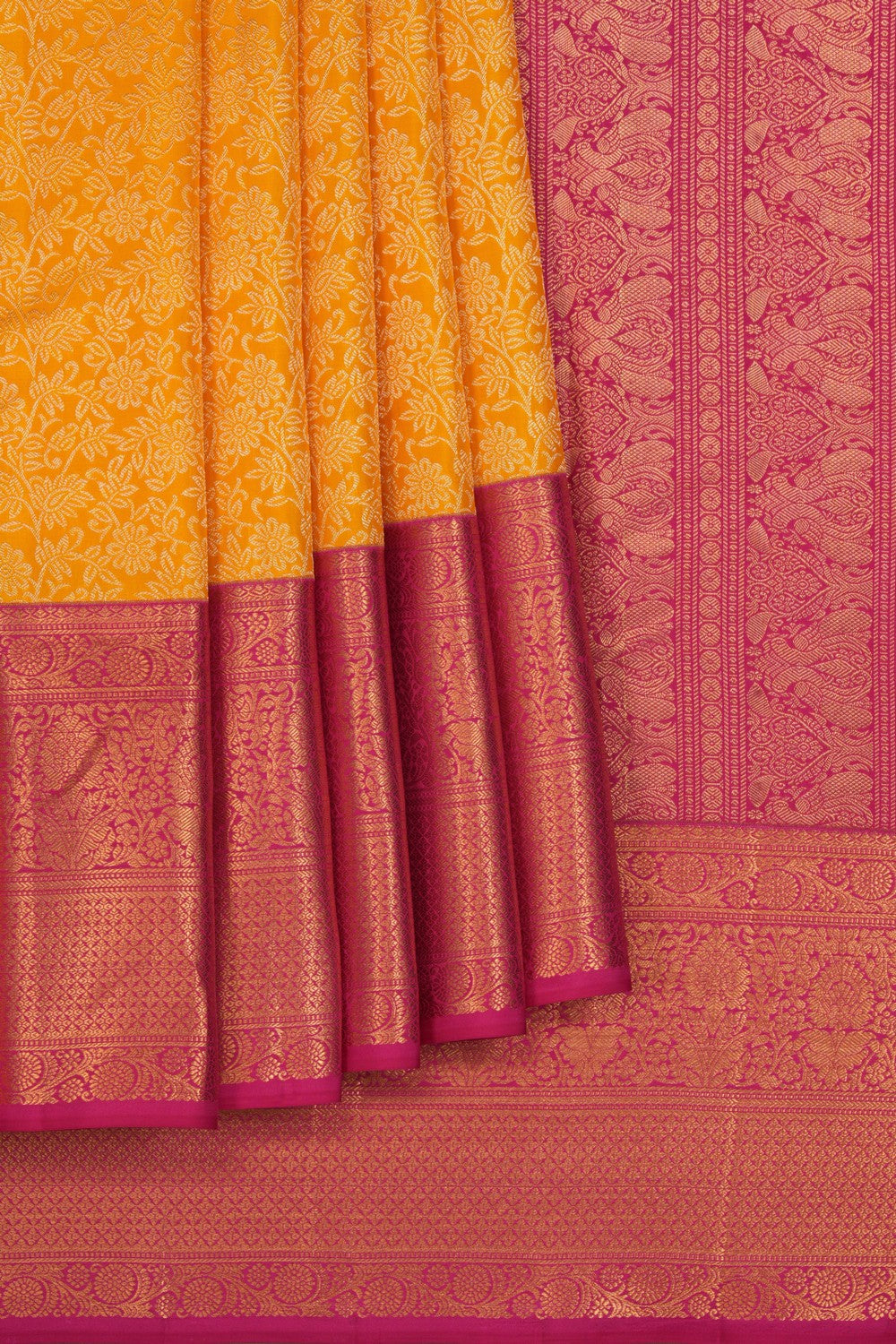 Kanchipattu Brocade Yellow Saree