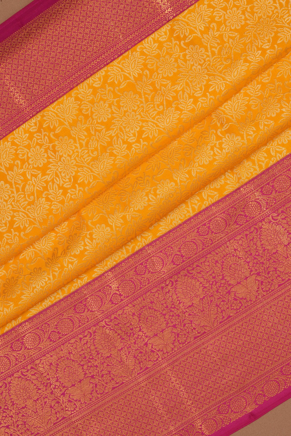 Kanchipattu Brocade Yellow Saree