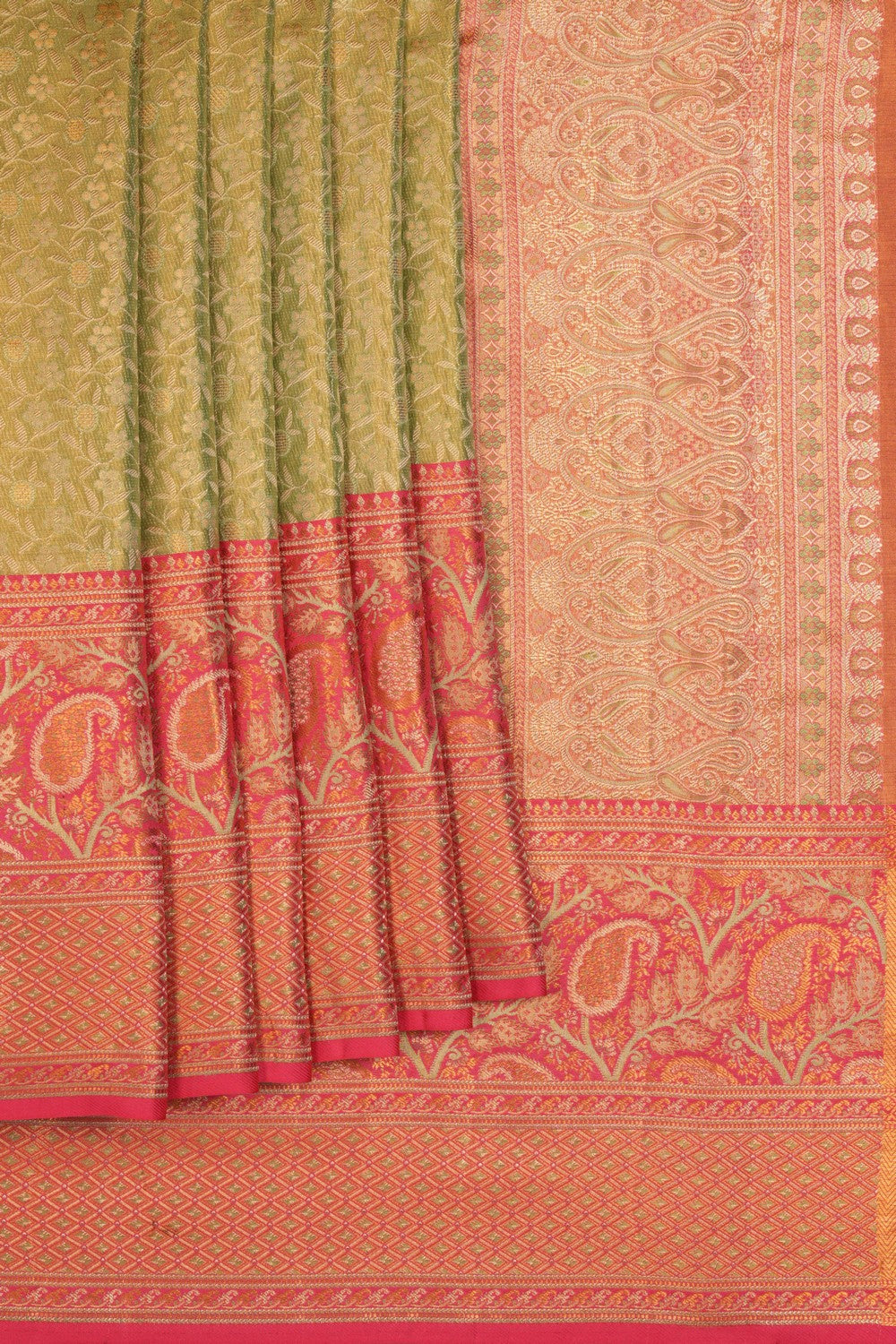 Kanchipattu Tissue Brocade Green Saree