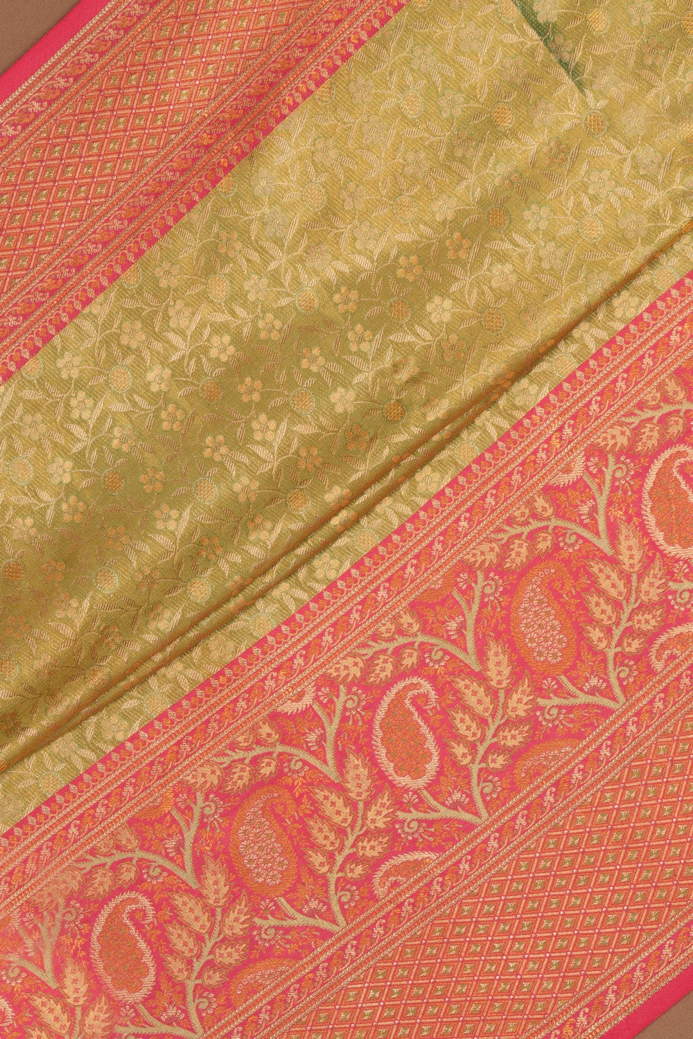 Kanchipattu Tissue Brocade Green Saree