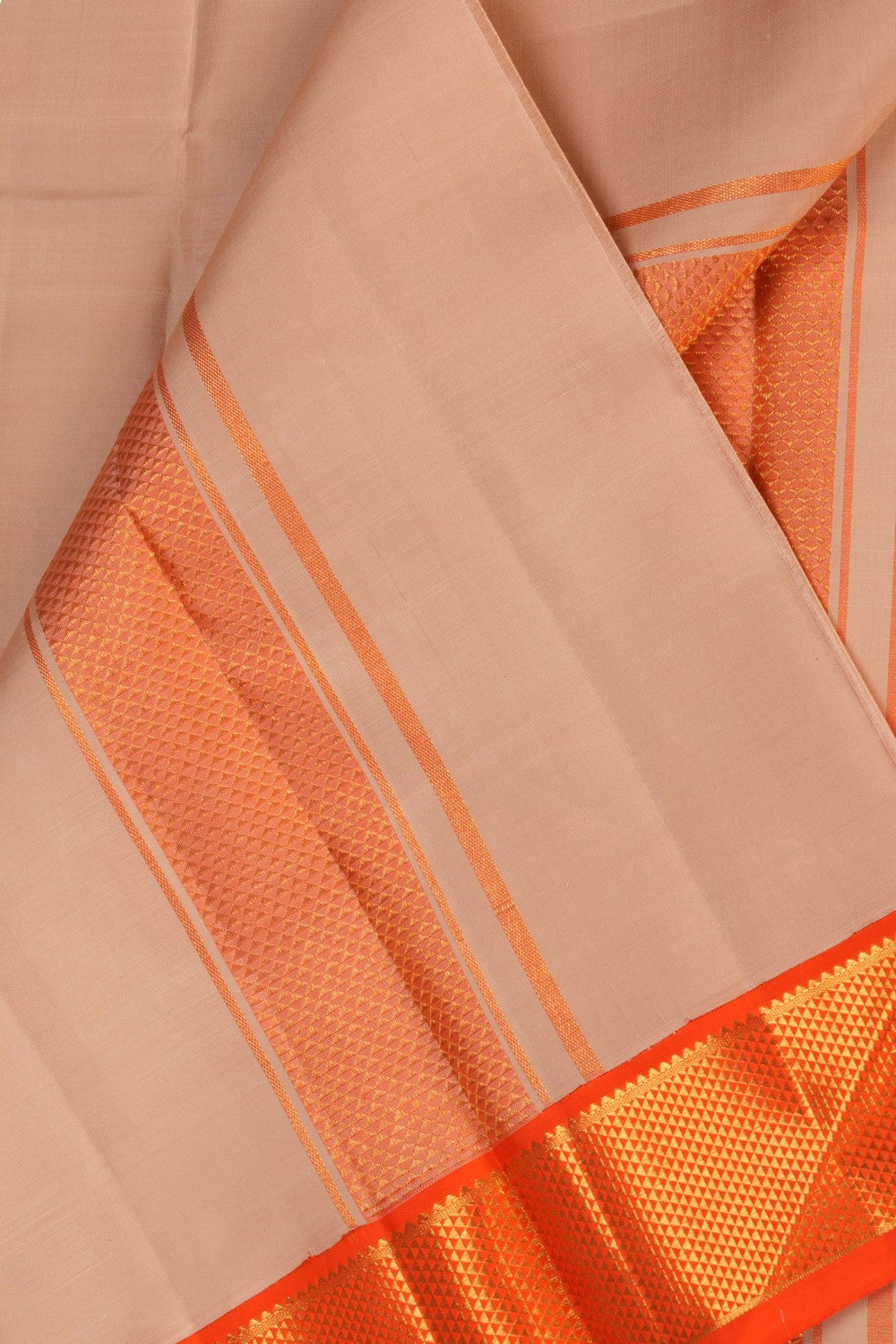 Image of Kanchi Silk Off-White Dhoti With Kanduva (8 X 4)