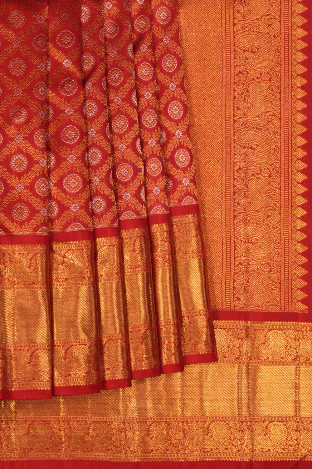 Kanchipuram Silk Brocade Red Saree