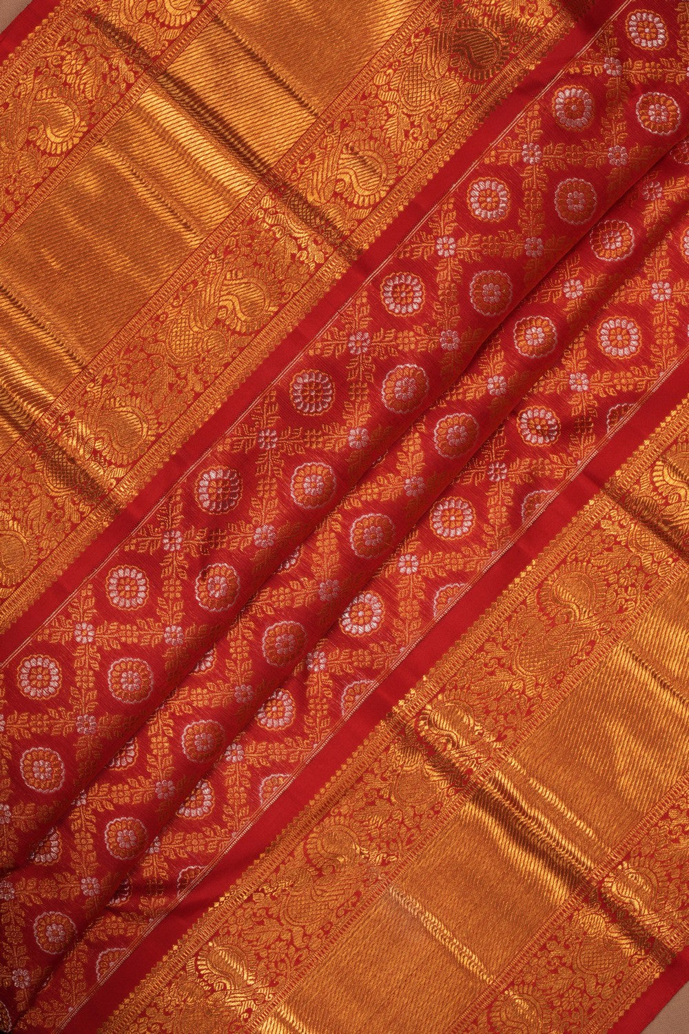 Kanchipuram Silk Brocade Red Saree