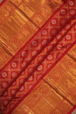 Image of Kanchipuram Silk Brocade Red Saree