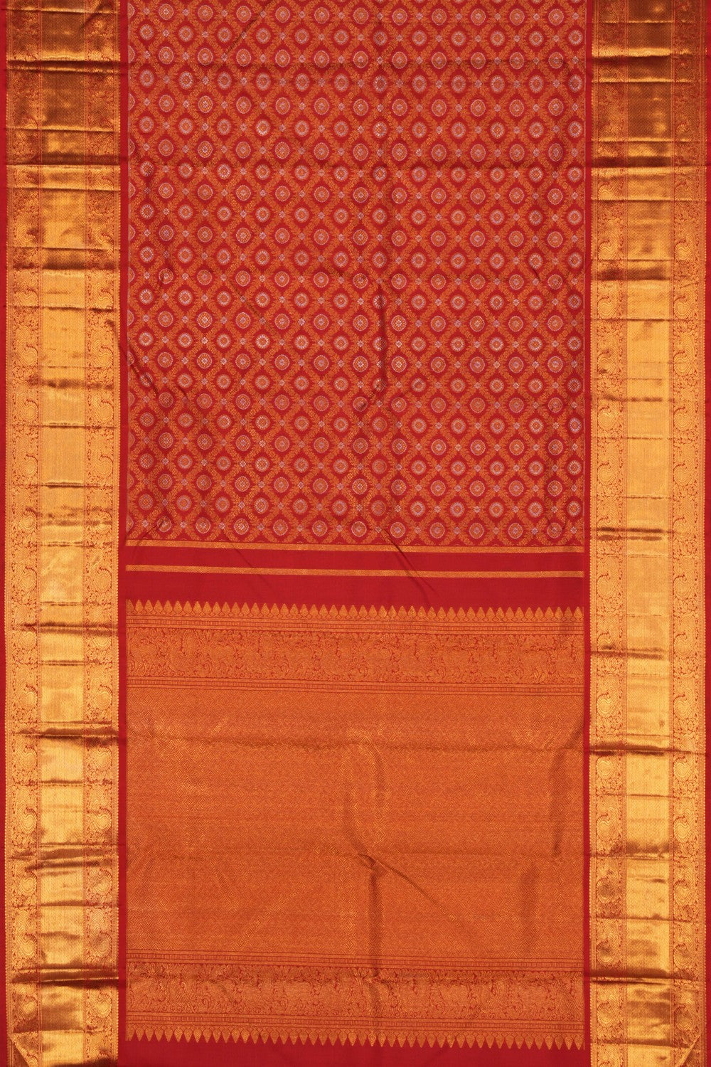 Kanchipuram Silk Brocade Red Saree