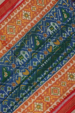 Image of Rajkot Patola Silk Blue Saree