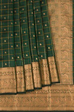 Image of South Silk Kattam Bottle Green Saree