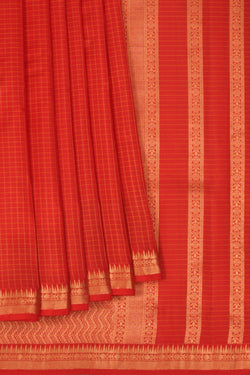 Image of South Silk Kattam Red Saree